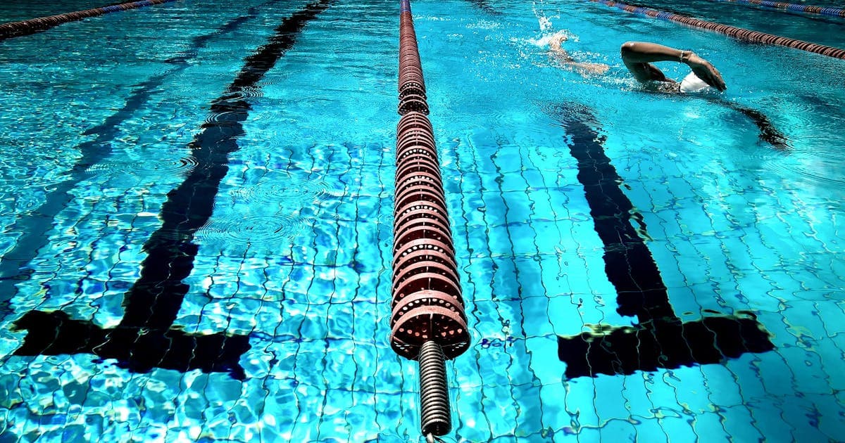 Custom swimming pool in a backyard