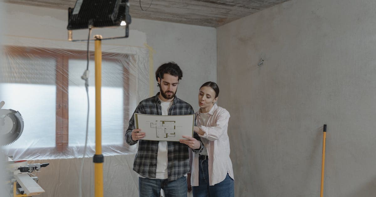 Water damage restoration technician assessing flooded interior